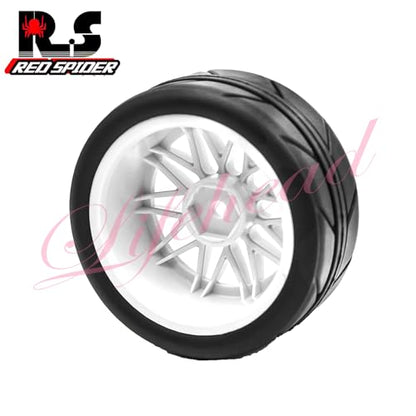 Lifehead 65mm RC On-Road Rally Car Tires and Wheels for 1/10 RC On-Road Touring Drift Car HSP 94123 Tamiya XV01 TT01 TT02 HPI Kyosho FAZER MK2 TRAXXAS 4-TEC 2.0/12mm Hex - color: White