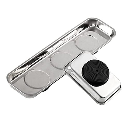 8 Pieces Magnetic Trays Set Stainless Steel Magnet Tool Tray Parts Holder for Screws, Sockets, Bolts, Pins, Mechanic's and Automotive - size: 8 Pieces Set (3.7" x 2.5" + 8.9" x 2.5")