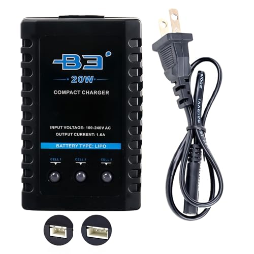 Li-po Battery Charger for 2S 3S Battery,7.4-11.1V 20W with XH3P XH4P Plug B3 Charger for RC Toy & Model, RC Battery Chargers with Smart Chip for Airsoft Gun SCX24 Battery