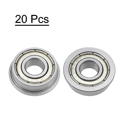 uxcell F696ZZ Flanged Ball Bearing 6x15x5mm Double Shielded Chrome Steel Flange Bearings, 20pcs - size: 6x15x5mm