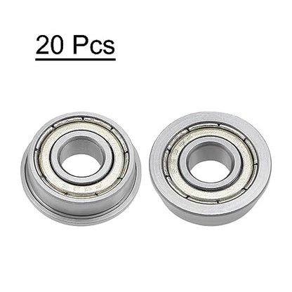 uxcell F696ZZ Flanged Ball Bearing 6x15x5mm Double Shielded Chrome Steel Flange Bearings, 20pcs - size: 6x15x5mm