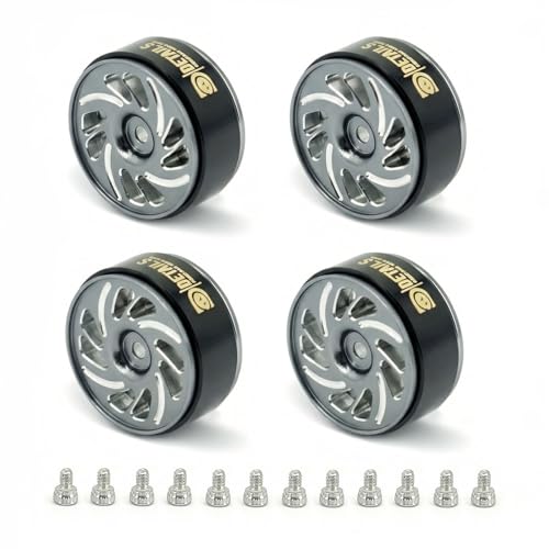 Aluminum 0.7" Beadlock Wheel, Brass Outside Ring and Whee&Tire for SCX30 Cars 4pcs/Set (0.7" Wheel-Grey) - color: 0.7" Wheel-grey
