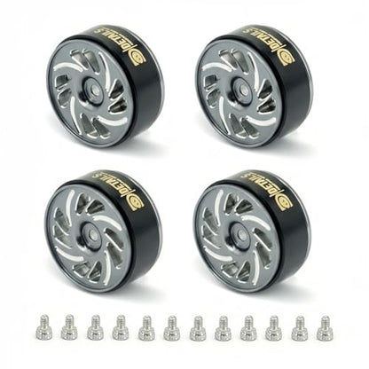 Aluminum 0.7" Beadlock Wheel, Brass Outside Ring and Whee&Tire for SCX30 Cars 4pcs/Set (0.7" Wheel-Grey) - color: 0.7" Wheel-grey