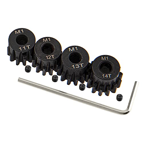ShareGoo Mod 1 Hardened Steel M1 Pinion Gear Sets 11T 12T 13T 14T fit 5mm RC Motor Shaft Compatible with Arrma Traxxas Axial HSP Redcat Losi 1/8 1/10 Scale RC Car Truck Buggy