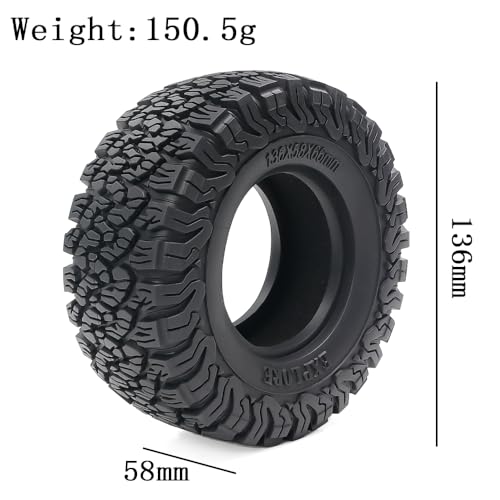 2.6” RC Tire-All Terrain Super Soft Sticky Tires 136mm Tall 2.6in Crawler Tires for 1/7 1/8 1/10 Scale Off Road Race, Suitable for Axial RBX10 MJX H8H MK07 KM4 4082/83 1/7 1/8 1/10 Crawler Car - color: 2.6in-tire-blc