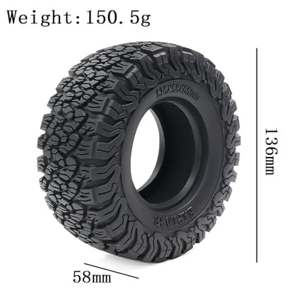 2.6” RC Tire-All Terrain Super Soft Sticky Tires 136mm Tall 2.6in Crawler Tires for 1/7 1/8 1/10 Scale Off Road Race, Suitable for Axial RBX10 MJX H8H MK07 KM4 4082/83 1/7 1/8 1/10 Crawler Car - color: 2.6in-tire-blc