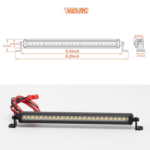 RC Light Bar 25 LED 5.5 Inch Aluminum RC Lights RC Crawler Accessories for Axial SCX10 Traxxas TRX4 TRX4M Arrma Senton Redcat GEN7 1/6 1/10 Scale Rock Crawler Truck (5.5inch) - size: 5.5inch