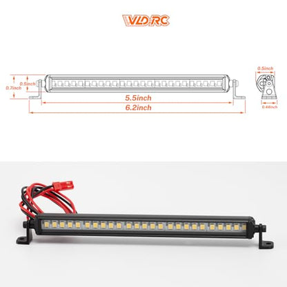 RC Light Bar 25 LED 5.5 Inch Aluminum RC Lights RC Crawler Accessories for Axial SCX10 Traxxas TRX4 TRX4M Arrma Senton Redcat GEN7 1/6 1/10 Scale Rock Crawler Truck (5.5inch) - size: 5.5inch