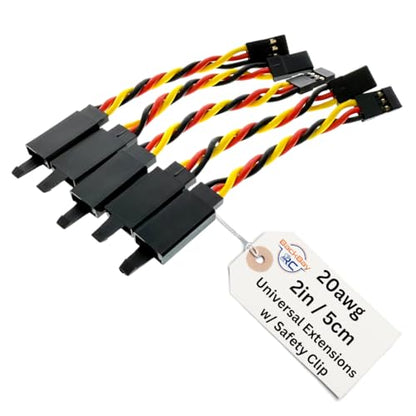 BackBayRC - 2in 20awg Male/Female w/Clip Universal Servo Extension - 5 Pack - style: 2in Male/Female Extension w/ Safety Clip