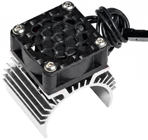 26mm 380 Motor Cooling Fan Heatsink Cooling Fan with JST Plug, 28000RPM High Speed Aluminum Alloy 380 390 RC Motors Cooler Heat Sink with Carbon Fiber Top Plate for 1/16 1/18 RC Car Silver - color: Silver, size: Single Fan