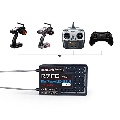 Radiolink R7FG&R4FGM Receiver with Gyro Long Range Control for RC Cars RC Boats for Radiolink RC6GS V3/RC6GS V2/RC4GS V3/RC4GS V2 Controller