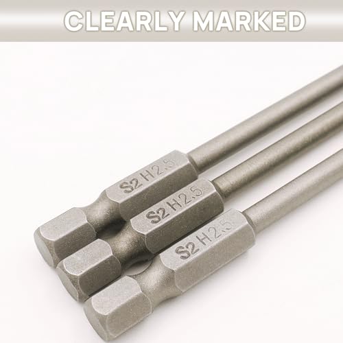 RC Hex Bit 2.5mm for Electric Screwgun/Power Drill(3pcs Hex 2.5mm) | 6 Inch Power Bits,Hex Head Allen Wrench Drill Bit Set,Professional Grade ¼ Inch Hex Shank for Screwdrivers,High Quality Steel - size: 2.5MM * 3PCS