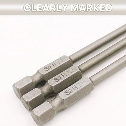 RC Hex Bit 2.5mm for Electric Screwgun/Power Drill(3pcs Hex 2.5mm) | 6 Inch Power Bits,Hex Head Allen Wrench Drill Bit Set,Professional Grade ¼ Inch Hex Shank for Screwdrivers,High Quality Steel - size: 2.5MM * 3PCS