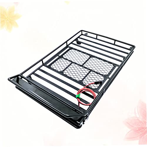 Car Roof Luggage Bracket with Led Light for Crawler Black Storage Rack for Simulation Accessories Lightweight and Luggage Holder - size: 24.80X14.10X2.30CM