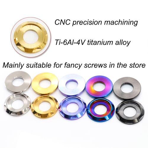 GR5 (Ti-6Al-4V) Titanium Alloy CNC Carved Fancy Washers 4 Pack Suitable for Fancy Screws and Other Uses M5 M6 M8 M10 (Black, M10=4pcs) - color: black, size: M10=4pcs