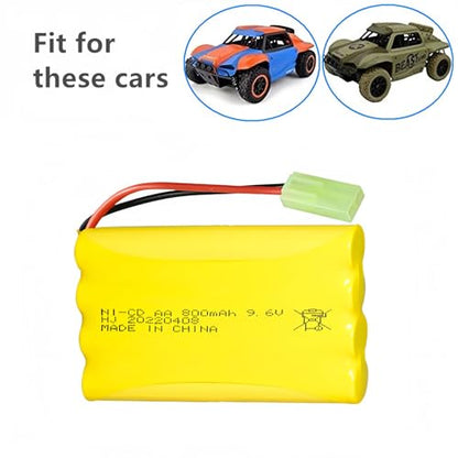 9.6V 800mAH Ni-Cd AA Battery Pack Rechargeable with Mini Tamiya Connector Plug for Remote Control Electric Car Toys 2 Pack