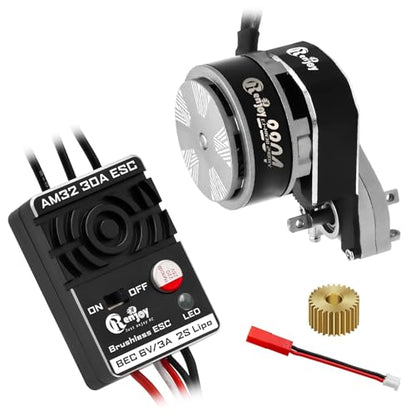 2204 2400KV Brushless Outrunner Motor with Transmission & 30A Brushless ESC Electric Speed Controller for Axial SCX24 1/24 Remote Control Car Crawler Truck (Titanium) - color: Titanium