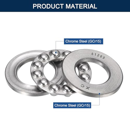 Thrust Ball Bearings, 4pcs 51205 Plane Axial Ball Bearing 3-in-1, 25mm x 47mm x 15mm Chrome Steel ABEC3 Single Row Roller - size: 51205 25mm x 47mm x 15mm