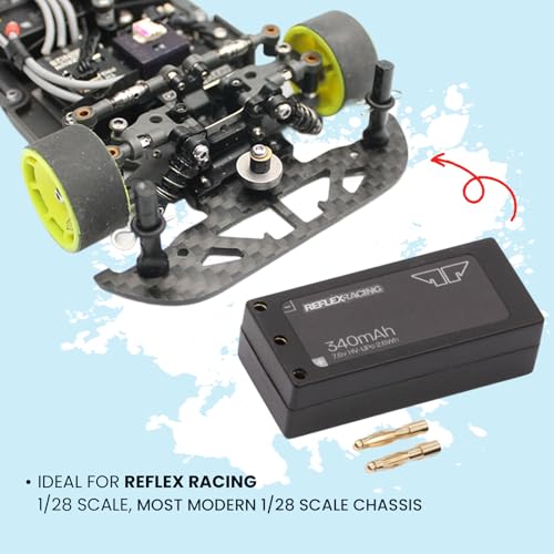 Helidirect Reflex Racing 340mah 7.6V LiHV Hardcase Battery Pack for MiniZ, Drift, 1/28, 1/24 - Remote Control Car, RC Car Upgrade Accessories (RRE012 340mah LiHv) - style: RRE012 340mah LiHv