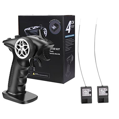 HTLNUZD 4H-TX 4CH 2.4GHz RC Radio System Transmitter with 4CH Controller Remote Control Receiver for RC Car, Boat, Tanks
