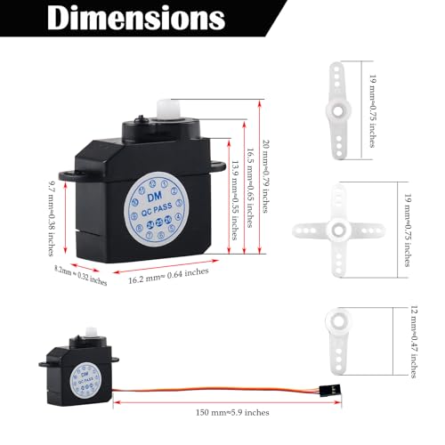 Micro 2.1g Servo DM-S0020 Super Mini Digital Servo 2g Ultra-Lightweight Coreless Servo for RC Hobby Helicopter (Pack of 4)