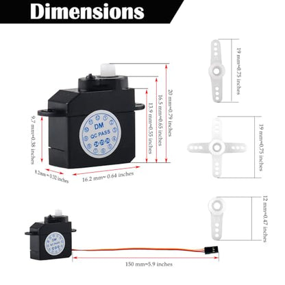 Micro 2.1g Servo DM-S0020 Super Mini Digital Servo 2g Ultra-Lightweight Coreless Servo for RC Hobby Helicopter (Pack of 4)