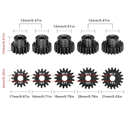 OGRC Mod 1 Pinion Gear 15T 16T 17T 18T 19T 5mm Shaft Motor Gears for 1/8 1/10 RC RC Buggy, SCT, Stadium Truck and Monster Truck