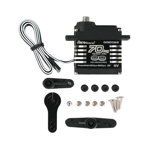70KG High Torque,GX3270BLS Digital RC Servo, 180/270/360 Degree Metal Gear, IP68 Brushless Motor, Black (180 Degree) - style: 180 Degree