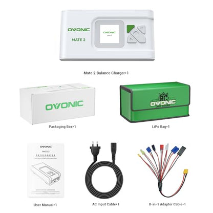 OVONIC Mate2 LiPo Balance Charger, AC 200W 12A Smart RC Battery Charger for LiPo/Li-ion/LiHV/Life (2-6S) and NiMH (4-15S), White