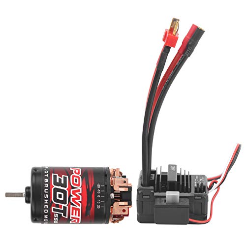 3 - Slot 30T 550 Brushed Motor with 80A ESC Replacement Set, High - Torque RC Crawler Motor for 1/10 & 1/12 Brushed RC Cars, Copper Windings & Double Ball Bearings