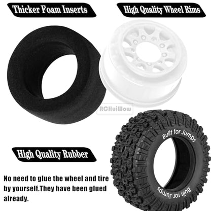 12mm/14mm/17mm Hex RC Tires for 1/10 RC Scale Truck Slash 2WD 4×4 Senton Axia1 L0S1 Red cat Rc 4wd,1/10 Short Course Truck Tires w/Foam Inserts,4PCS,White - color: White(4pcs)