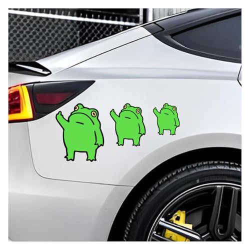 Creative Three Frog Vinyl Decal Car Sticker, Middle Finger Funny Frog Decal Car Truck Sticker, Personalized Cartoon Auto Body Decoration Stickers for Window Bumper Laptop Wall (to The Left)