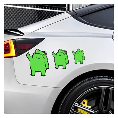 Creative Three Frog Vinyl Decal Car Sticker, Middle Finger Funny Frog Decal Car Truck Sticker, Personalized Cartoon Auto Body Decoration Stickers for Window Bumper Laptop Wall (to The Left)