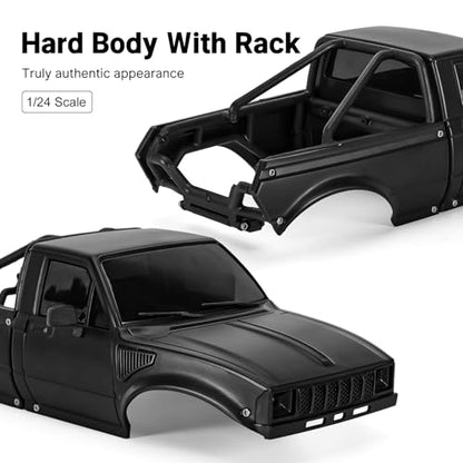 INJORA IR60-24 Body for SCX24 C10 Bronco Wrangler Base Camp 4Runner (Black) - color: Black