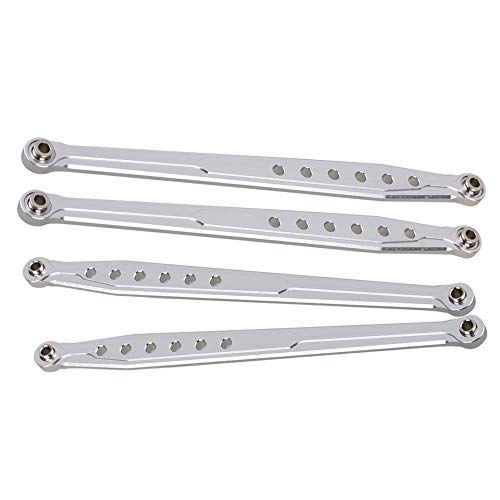 Mxfans Silver Aluminum SCX0007 SCX0010 Front & Rear Suspension Link Rod Linkage for AXIAL SCX10 Electric 4WD RC1:10 Car Set of 2