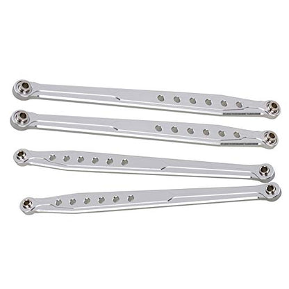 Mxfans Silver Aluminum SCX0007 SCX0010 Front & Rear Suspension Link Rod Linkage for AXIAL SCX10 Electric 4WD RC1:10 Car Set of 2