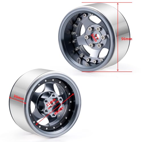 4PCS Aluminum 1.9" Beadlock Wheel Rims Upgrades for Axial SCX10 I II III TRX4 GEN7 GEN8 1/10 RC Crawler Truck Car (Titanium) - color: Titanium