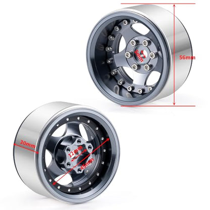 4PCS Aluminum 1.9" Beadlock Wheel Rims Upgrades for Axial SCX10 I II III TRX4 GEN7 GEN8 1/10 RC Crawler Truck Car (Titanium) - color: Titanium