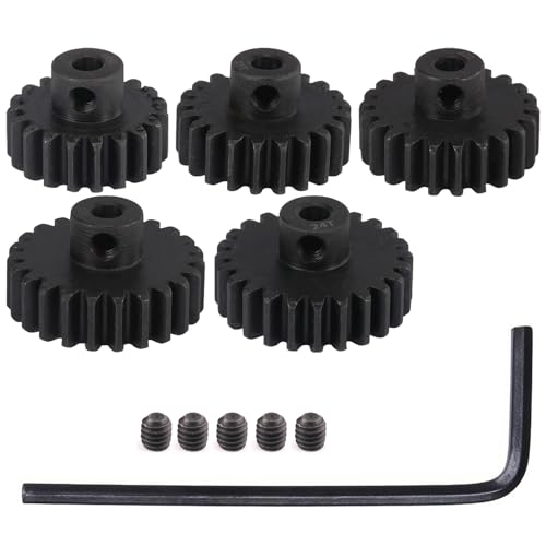0.8M Hardened Steel Pinion Gear Set 1/8 inch 3.175mm Hole 20T 21T 22T 23T 24T with Hex Key for RC Brushless Brush Motor RC Car Upgrade(Compatible with 0.8 Metric Pitch) - size: 20 21 22 23 24T