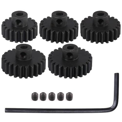 0.8M Hardened Steel Pinion Gear Set 1/8 inch 3.175mm Hole 20T 21T 22T 23T 24T with Hex Key for RC Brushless Brush Motor RC Car Upgrade(Compatible with 0.8 Metric Pitch) - size: 20 21 22 23 24T