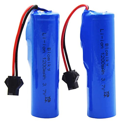 Blomiky 3.7V 1200mAh 2 Pack Li-ion Rechargeable Battery with SM2P Plug and USB Cable for Remote Control Cars Trucks 3.7V 1200mAh 2
