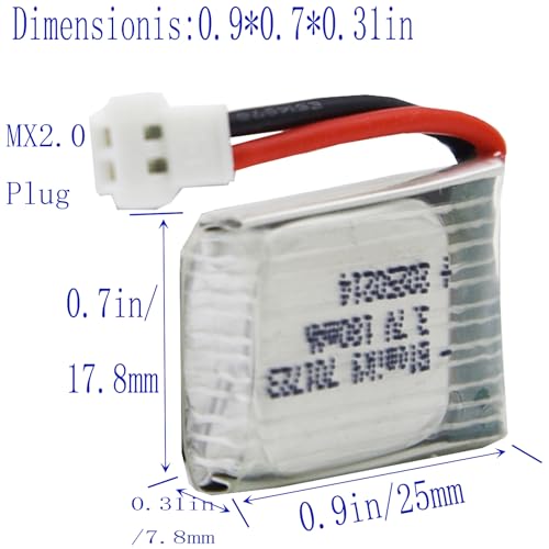 Blomiky 4 Pack 3.7V 1S 180mAh 20C Li-PO Battery with MX2.0 Plug Suitable for Some Small RC Airplne Helicopter Drone / 3.7V 180mAh *4