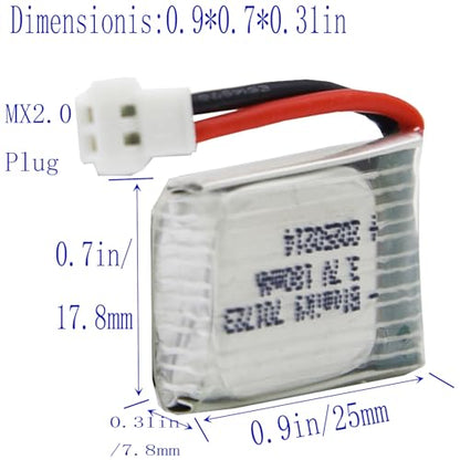 Blomiky 4 Pack 3.7V 1S 180mAh 20C Li-PO Battery with MX2.0 Plug Suitable for Some Small RC Airplne Helicopter Drone / 3.7V 180mAh *4