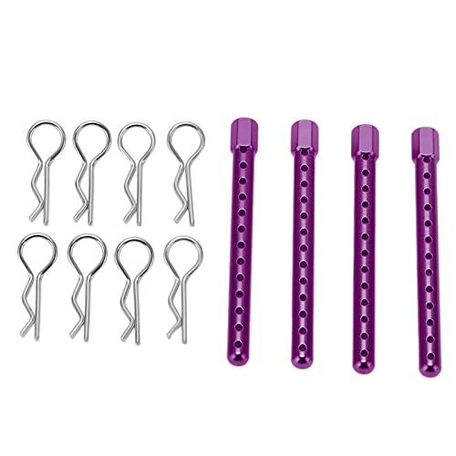 RC Body Post, Purple High Strength Aluminum Alloy Car Shell Column, Adjustable Height Buckle for HSP 1/10 94102 94103 RC Cars On Road Racing - color: Purple