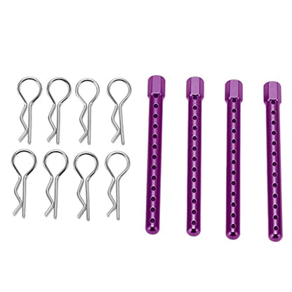 RC Body Post, High Strength Aluminum Alloy RC Car Shell Column with Multiple Height Adjustment, for HSP 1/10 94102 94122 94103 94123 Cars (Purple) - color: Purple