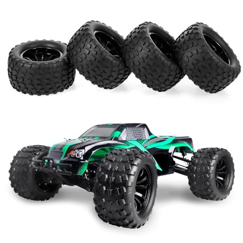2.8 RC Monster Truck Tires and Wheels 12mm Hex for 1/10 ARRMA Rustler Stampede VXL Hoss 4x4 Redcat Volcano Epx Pro Monster Truck Models(Black)