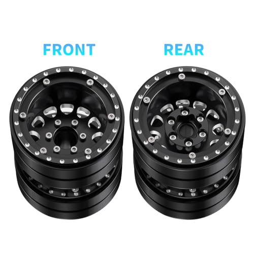 RCHUBAM 5PCS 1.9" Twin Beadlock Wheels for 1/10 Scale SCX10 TRX-4 TRX6 G63 | RC Dually wheels Tractor-Trailer Design,RC Upgrade Parts - style: 5PCS