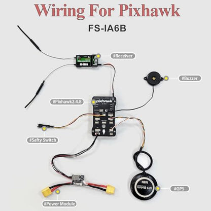 HAWK'S WORK Flysky FS-i6X 10Ch Transmitter with FS-iA10B Receiver, 2.4GHz RC Controller for RC Car Boat Airplane Helicopter Drone Robot & Construction Vehicle (Mode 2) - size: i6X+iA10B