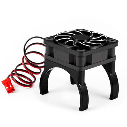 Cooling Fan 35mm Motor Heatsink for Tra-xxas Mini Maxx/Slash/XRT | VXL 3S 1:8 Jato 2S 4S 1:16 Black Aluminum Alloy Upgrade Parts - color: Black