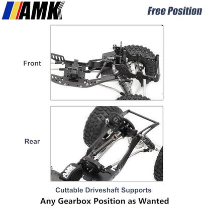 AMK 1/10 Scale Transmission Kit OD Transfer Case Gearbox with 30% Overdrive Gear Box 3Pcs Driveshafts for RC Crawler Axial SCX10 II Element Enduro DIY LCG Chassis (Black) - color: Black